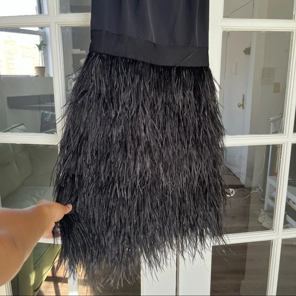 Milly Blair Ostrich Feather Cocktail Dress size 0 - Picture 5 of 15